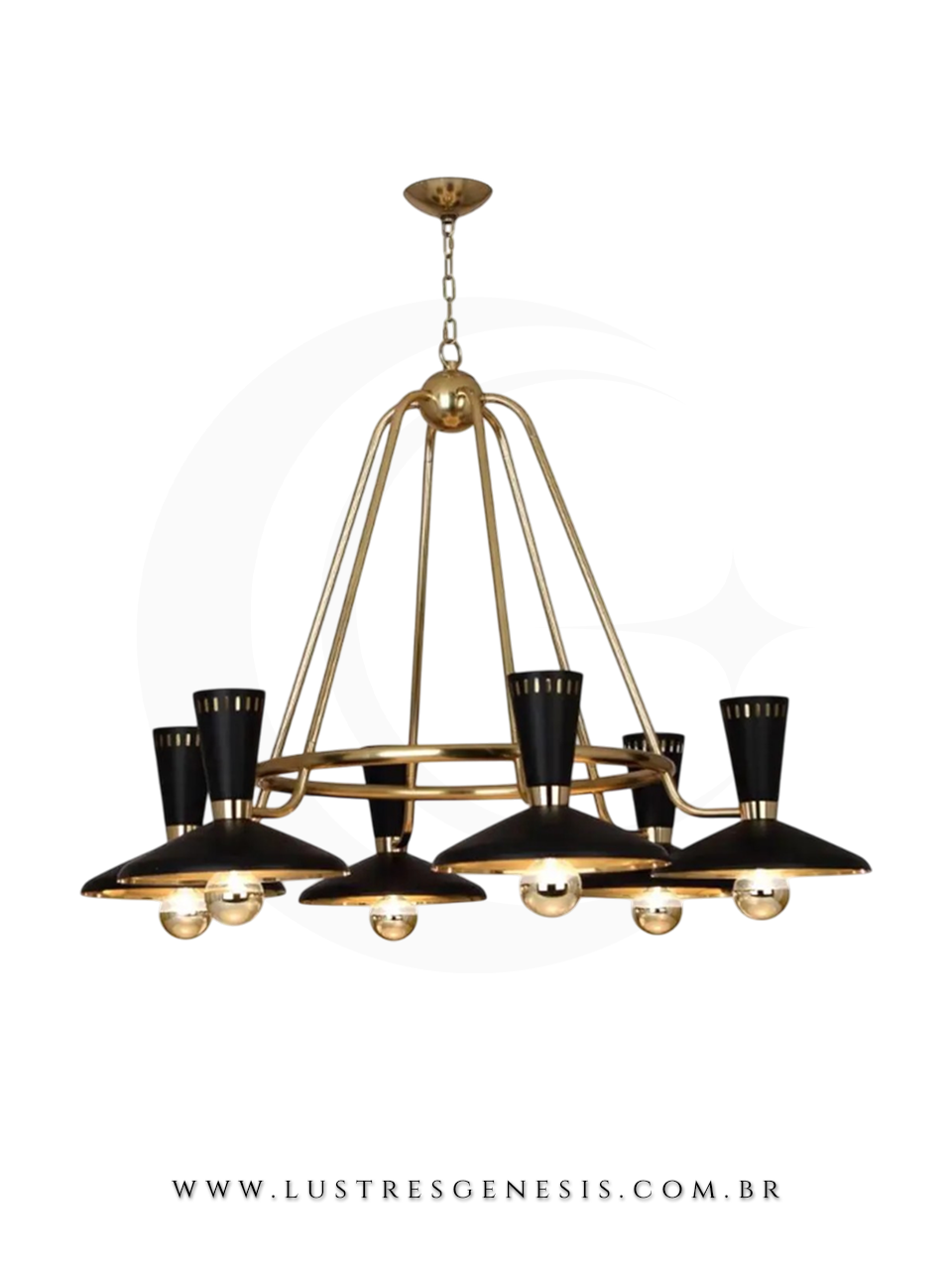 Pendente de Luxo Pier Metalizado com 6 Pontos de Luz